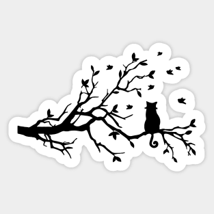 Cat sitting on tree Sticker